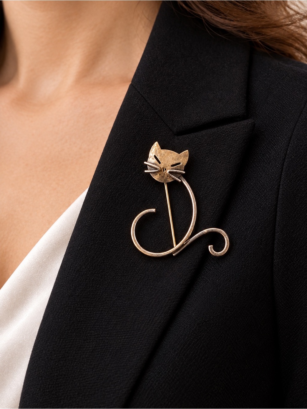 Beau B Sterling Silver Cat Brooch